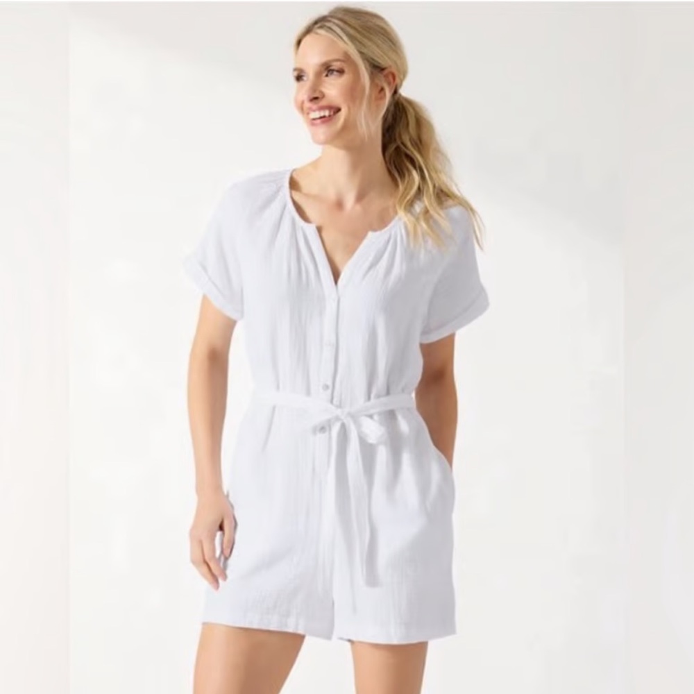 NWT Tommy Bahama Coral Isle White Romper Size S Beach $138